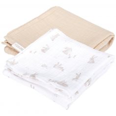 Set de 2 langes en gaze de coton Baby Bunny Pure Beige (70 x 70 cm) - Little Dutch