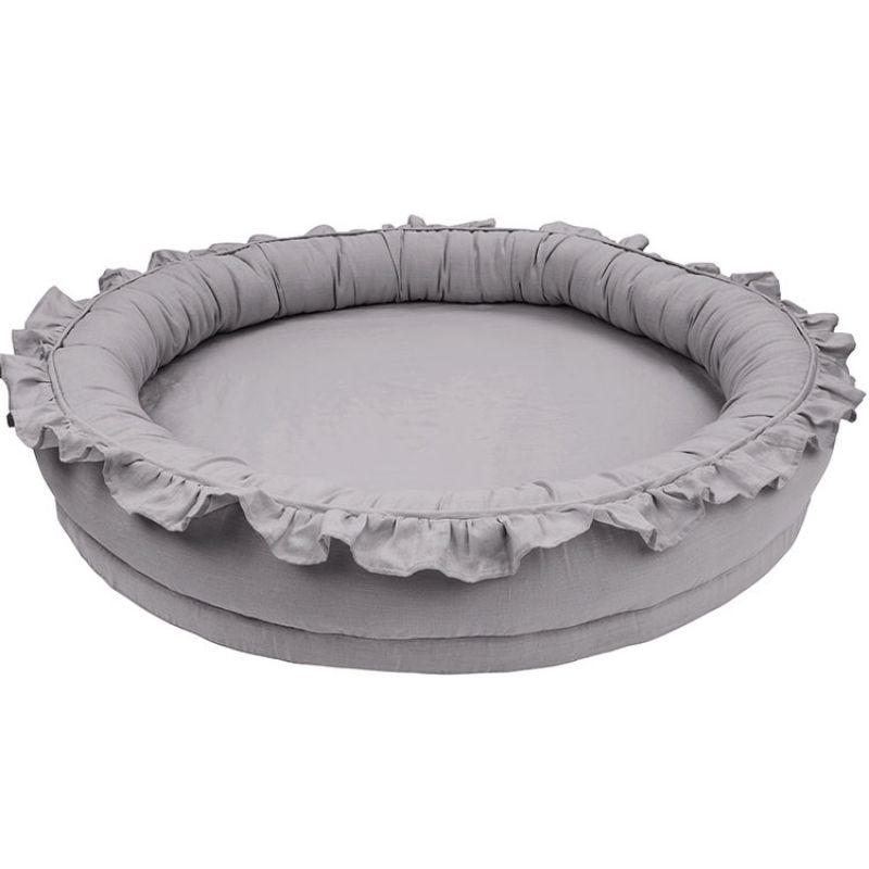 Tapis de jeu cocon à volants gris requin Pure nature Cotton&Sweets