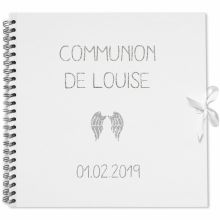 Album photo communion personnalisable blanc et argent (30 x 30 cm)  par Les Griottes