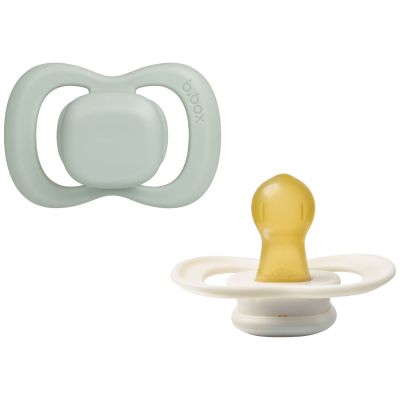 Lot de 2 sucettes symétriques en latex Sage-Vanilla (0-6 mois) B.Box