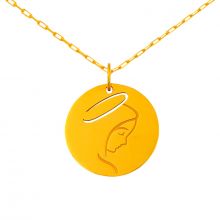 Médaille Vierge de profil sur chaîne (or jaune 18 carats)  par Maison La Couronne