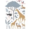 Planche de stickers A3 Girafe, gazelle et flamants - Lilipinso