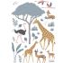 Planche de stickers A3 Girafe, gazelle et flamants - Lilipinso