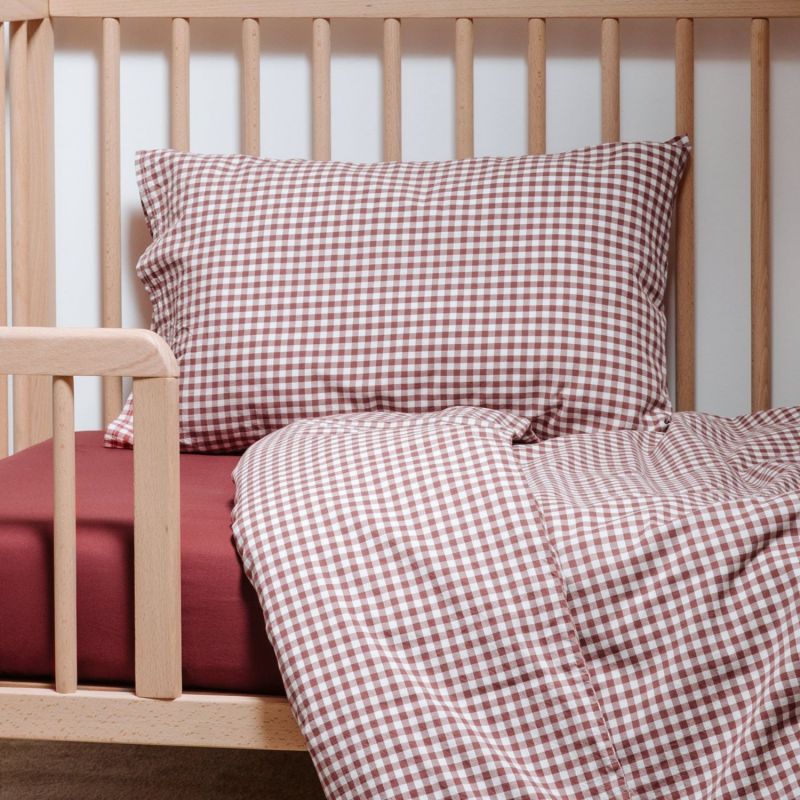 Taie d'oreiller percale de coton Vichy Sienne (40 x 60 cm) Kadolis Ambiance 2