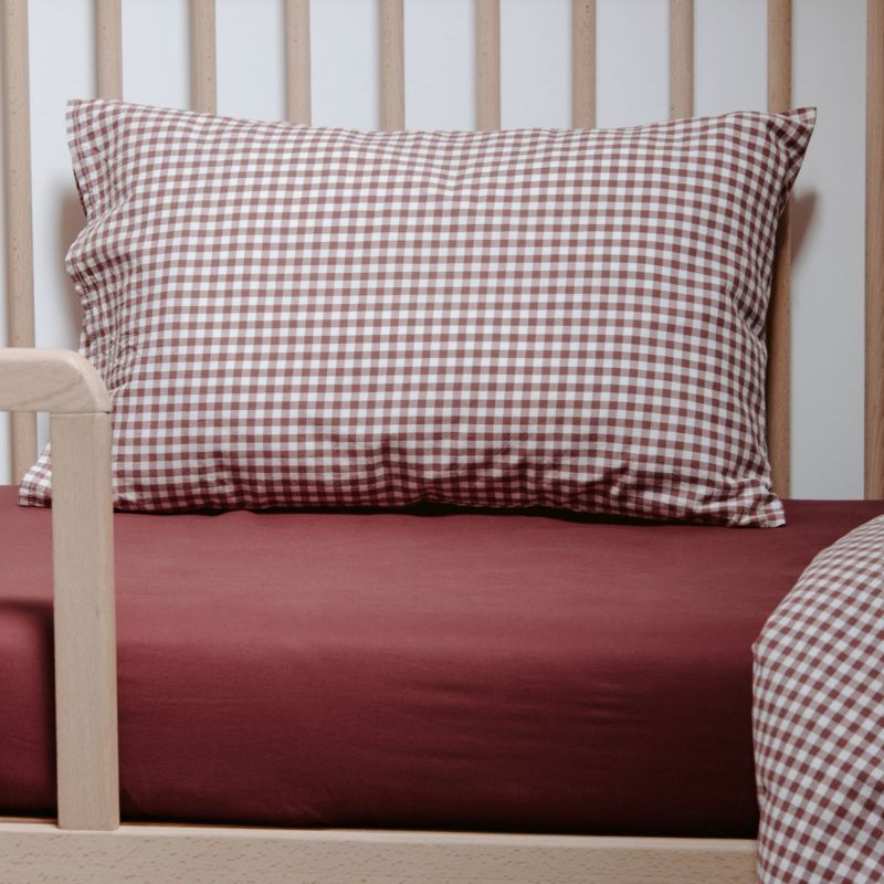 Taie d'oreiller percale de coton Vichy Sienne (40 x 60 cm) Kadolis Ambiance 5