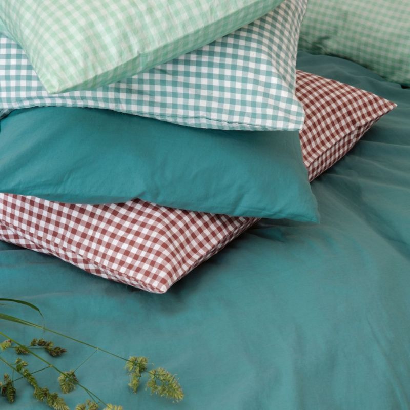 Taie d'oreiller percale de coton Vichy Sienne (40 x 60 cm) Kadolis Ambiance 6