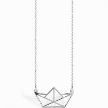 Collier chaîne 40 cm pendentif Origami bateau 20 mm (argent 925°)  par Coquine