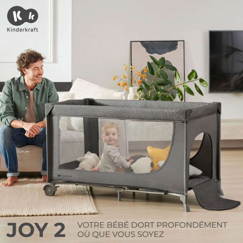 Lit parapluie 2 en 1 Joy 2 Gris Kinderkraft Ambiance 2
