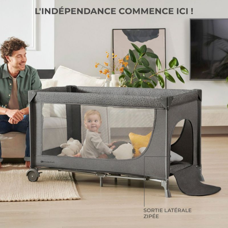 Lit parapluie 2 en 1 Joy 2 Gris Kinderkraft Ambiance 8