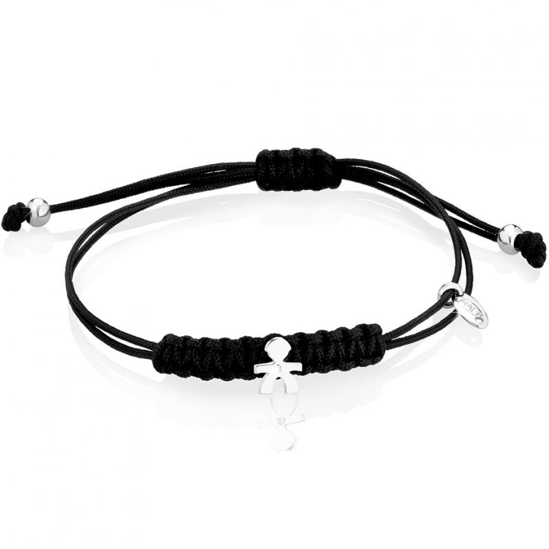 Bracelet cordon noir Briciole garçon (or blanc 750° et diamant) leBebé