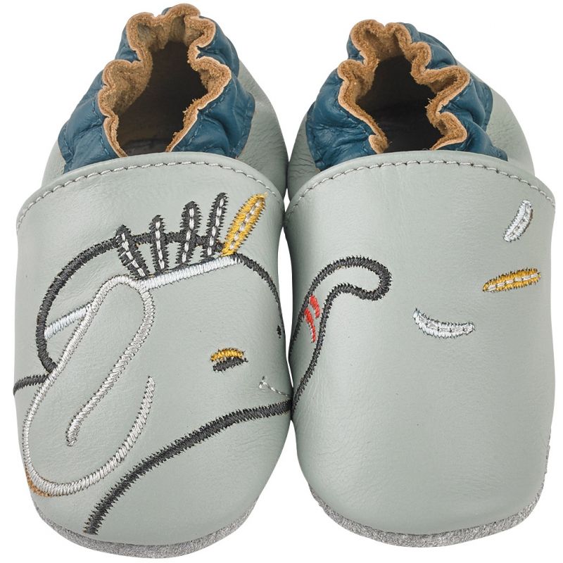 Chaussons cuir Bao gris (0-6 mois) Noukie's