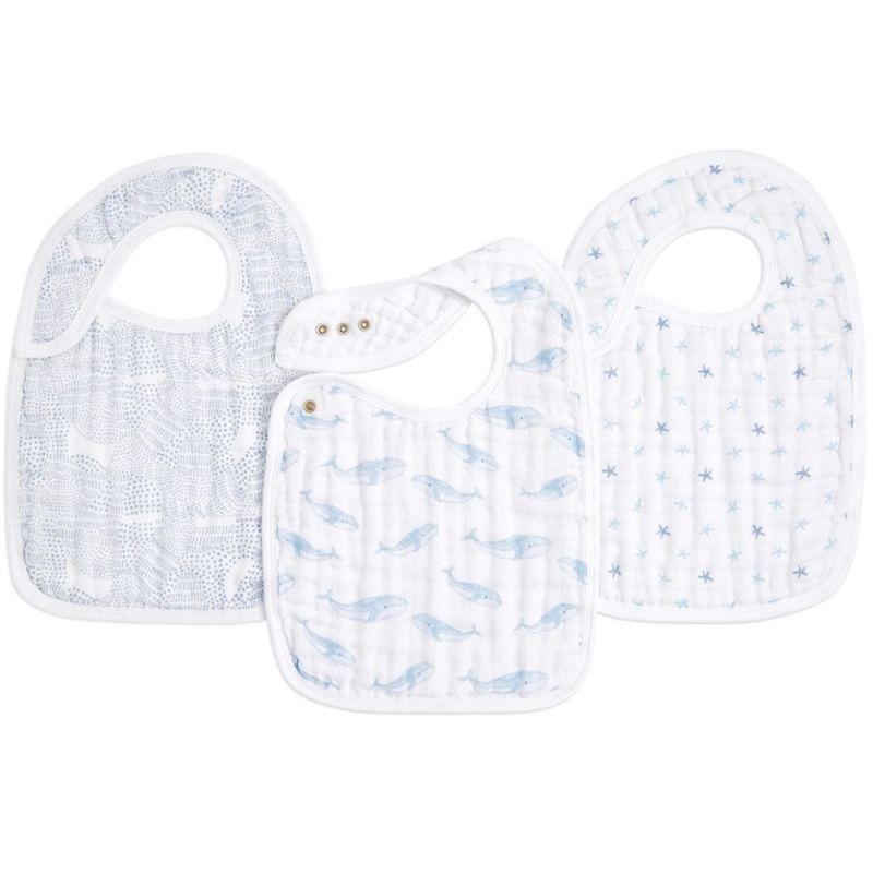 Lot de 3 bavoirs à pression en coton bio oceanic aden + anais
