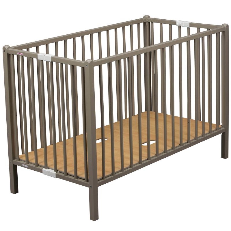Lit extra pliant à barreaux Roméo en bois massif laqué gris clair (60 x 120 cm) Combelle