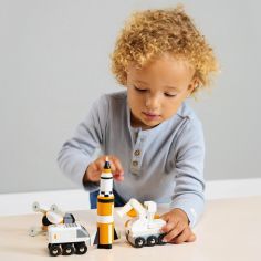 Set de 5 véhicules voyageurs de l'espace en bois