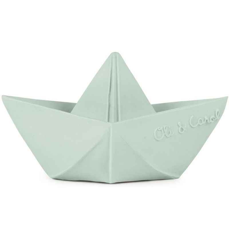 Jouet de bain bateau Origami latex d'hévéa mint Oli & Carol Produit 1