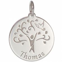 Médaille de naissance Thomas personnalisable 17 mm (or blanc 750°)  par Je t'Ador