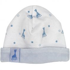 Bonnet de naissance en coton bleu Sophie la girafe (1-3 mois) - Trois Kilos Sept