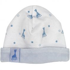 Bonnet en coton bleu Sophie la girafe (1-3 mois)