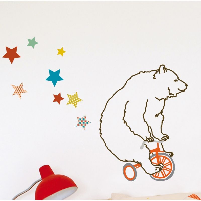 Stickers L'ours acrobate (26 x 35 cm) Mimi'lou