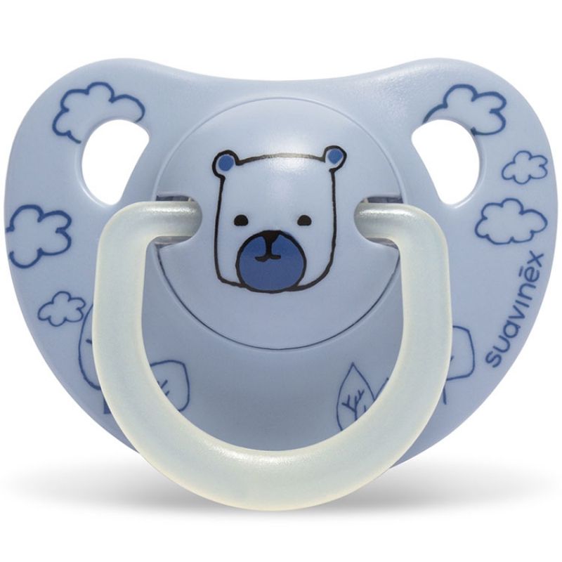 Sucette physiologique Night & Day Ourson bleu en silicone (0-6 mois) Suavinex