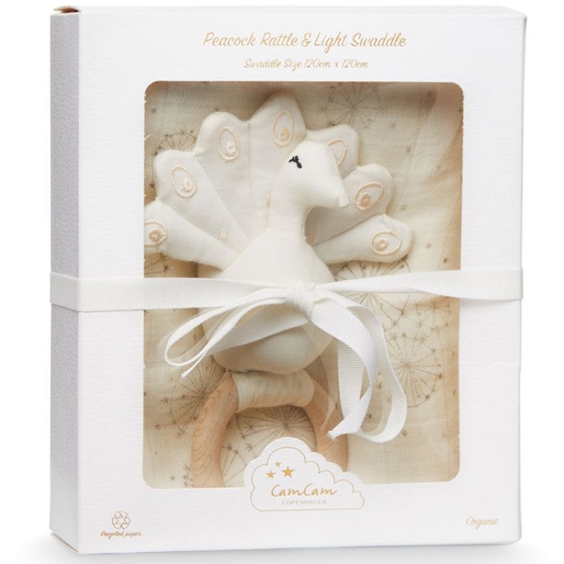 Coffret cadeau maxi lange + hochet anneau Dandelion écru Cam Cam Copenhagen