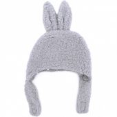 Bonnet chapka lapin en sherpa gris (0-6 mois)