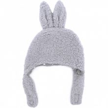 Bonnet chapka lapin en sherpa gris (0-6 mois)  par BB & Co