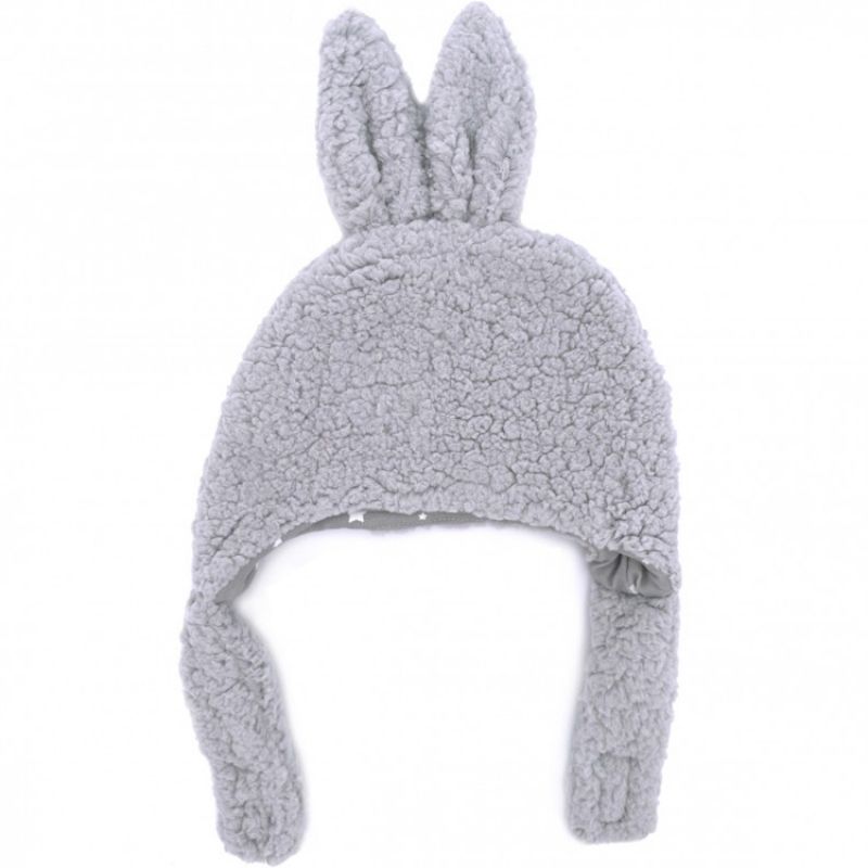 Bonnet chapka lapin en sherpa gris (0-6 mois) BB & Co