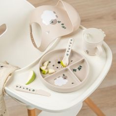 Assiette à compartiments Stick&Stay Tiny farm Sable