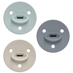 Pack de 3 sucettes Choochoo Buddy Sand-Blue Grey-Ivy Green (6 mois et +) - Elhée