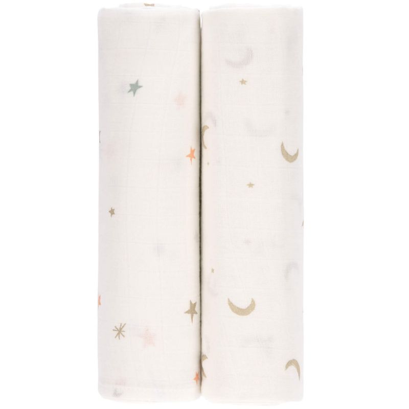 Lot de 2 maxi langes Stars and Moon or (120 x 120 cm) Lässig