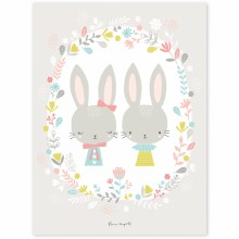 Poster enfant lapins Sweet Bunnies by Flora Waycott (30 x 40 cm)  par Lilipinso