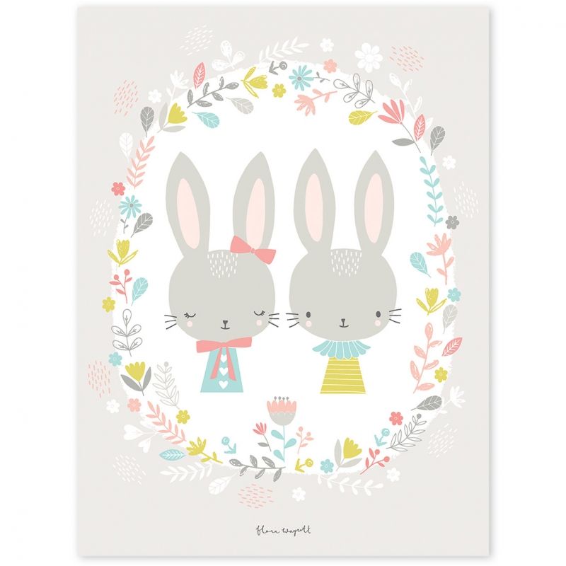 Poster enfant lapins Sweet Bunnies by Flora Waycott (30 x 40 cm) Lilipinso