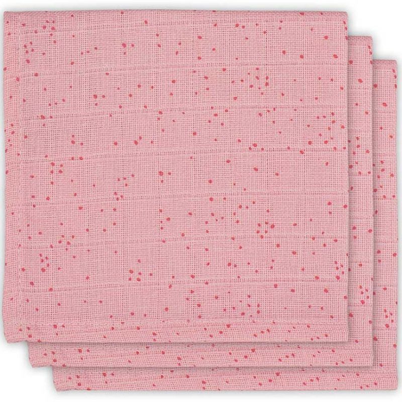 Lot de 3 mini langes Mini dots rose poudré (31 x 31 cm) Jollein
