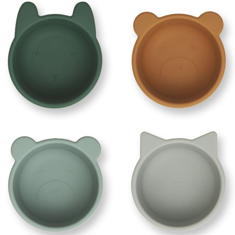 Lot de 4 mini bols en silicone Malene green multi mix (8 cm) Liewood