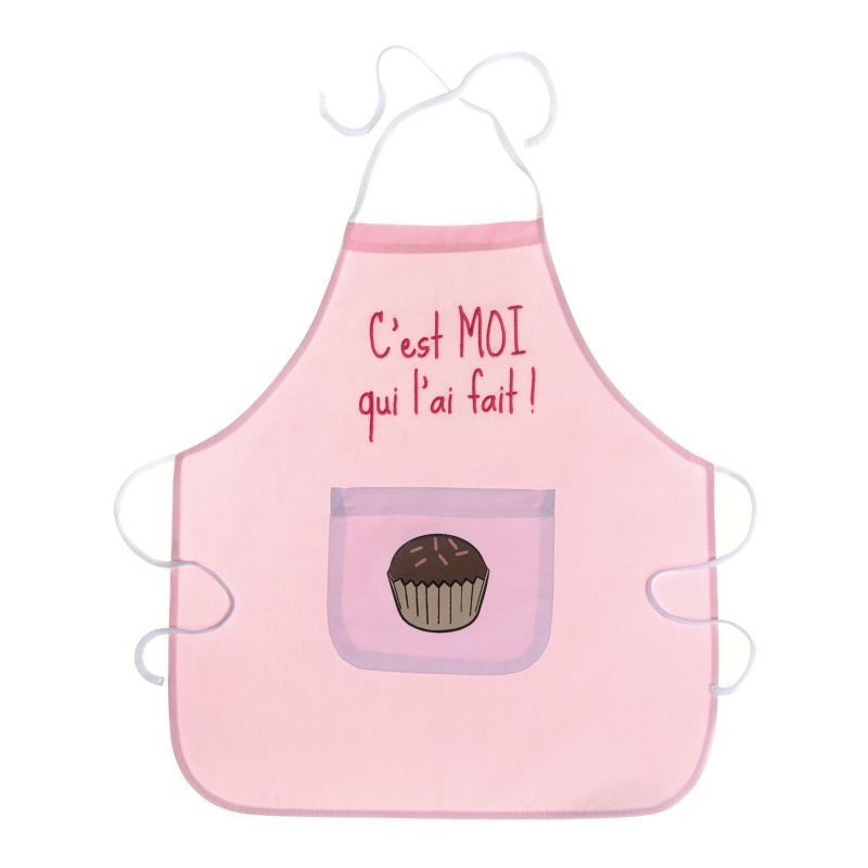 Tablier brodé ''C'est moi qui l'ai fait'' rose (2-5 ans) BB & Co