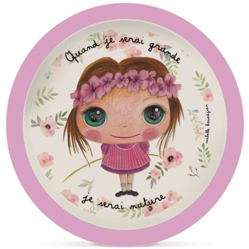 Assiette plate en bambou Je serai nature fille Isabelle Kessedjian