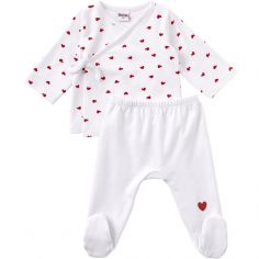 Ensemble cache-coeur + pantalon à pied Mon petit coeur (1 mois) - BB & Co