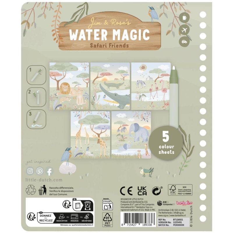 Cahier de coloriage à l'eau Jim Safari Friends Little Dutch Produit 4
