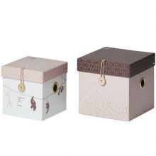 Lot de 2 boîtes de rangement carrées roses  par Done by Deer