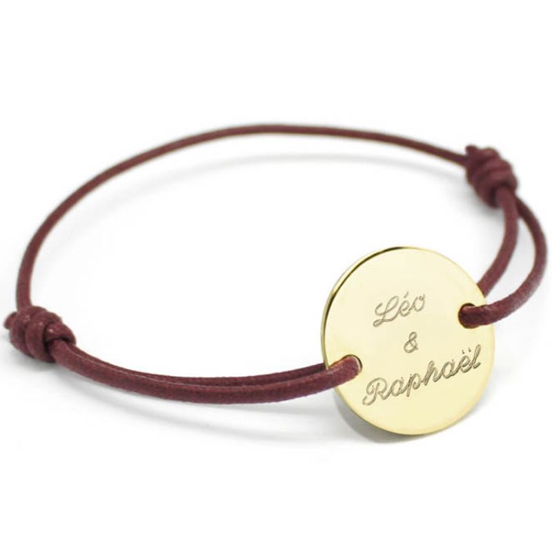 Bracelet cordon maman Le chic personnalisable (plaqué or) Petits trésors