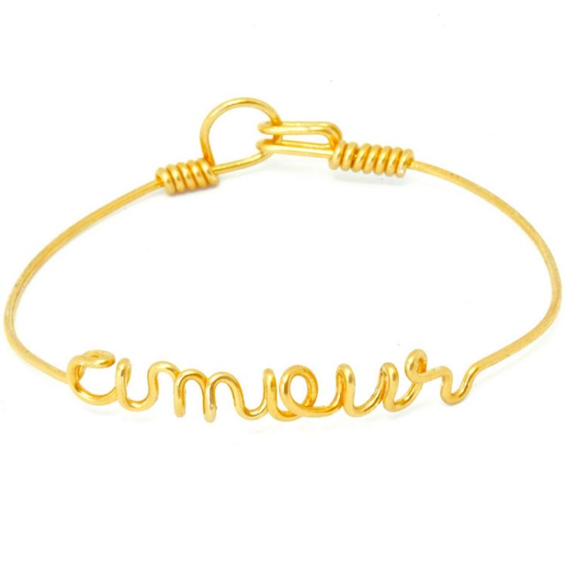 Bracelet Amour en fil Gold-filled or jaune 585° (15 cm) Hava et ses secrets