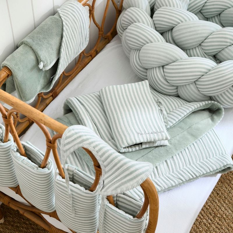 Poncho de bain à capuche bambou et gaze de coton rayé vert de gris (3-5 ans) BB & Co Ambiance 4