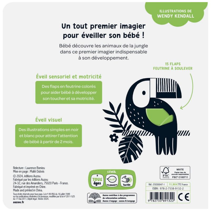 Livre Mes premiers flaps Les animaux de la jungle Auzou Editions Produit 4