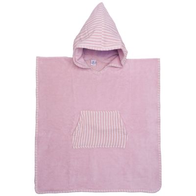 Poncho de bain à capuche bambou et gaze de coton vieux rose (3-5 ans) BB & Co