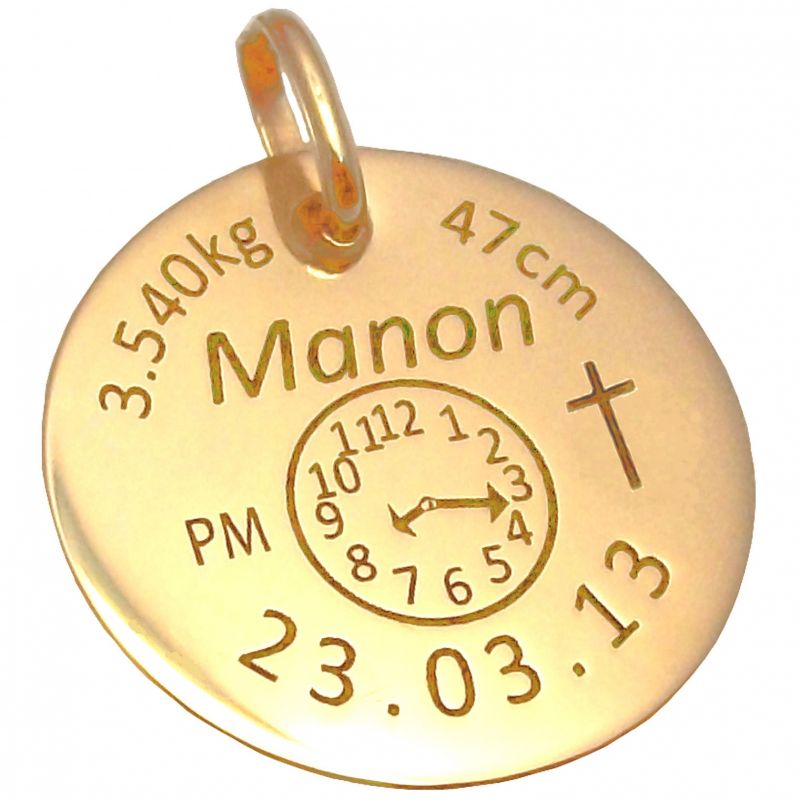 Médaille personnalisable avec croix (or jaune 750°) Alomi