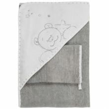 Cape de bain et gant Poudre d'étoiles Nouky gris et blanc (75 x 75 cm)  par Noukie's