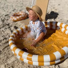 Piscine enfant rayé blanc-jaune (102 cm)