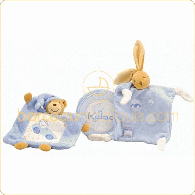 Doudou ours avec voiture Blue Kaloo