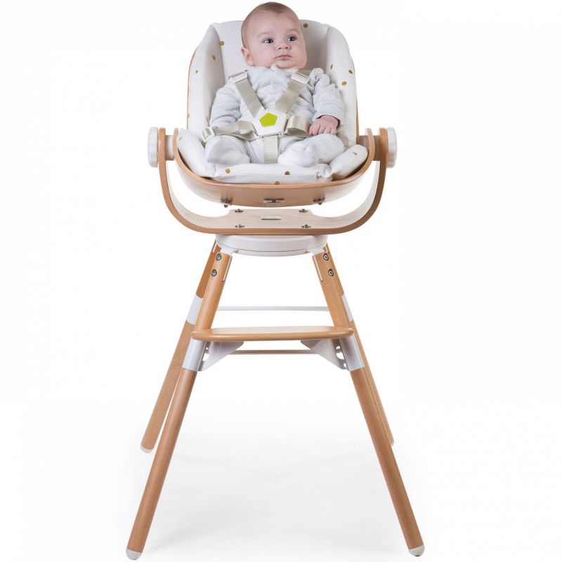 Image d'ambiance de présentation du produit Transat Evolu Newborn naturel blanc pour chaise haute Evolu - Childhome